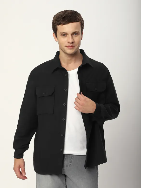 Black Recycled Flannel Shirt