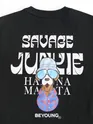 Black Savage Junkie Embroidered Patch Oversized T-Shirt