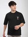 Black Savage Junkie Embroidered Patch Oversized T-Shirt