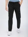 Black Slant Zipper Pocket Cargo Pants
