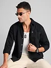 Black Solid Multipocket Shacket