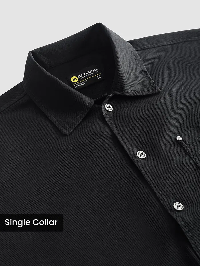 Black Solid Multipocket Shacket