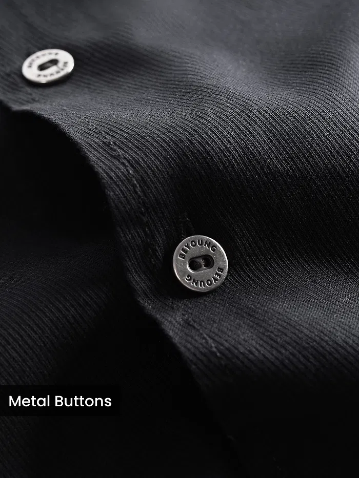 Black Solid Multipocket Shacket