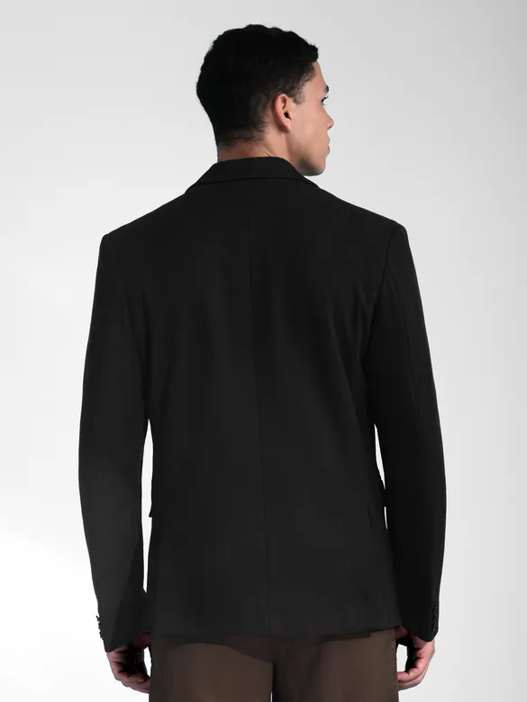 Black Solid Single Breasted Blazer