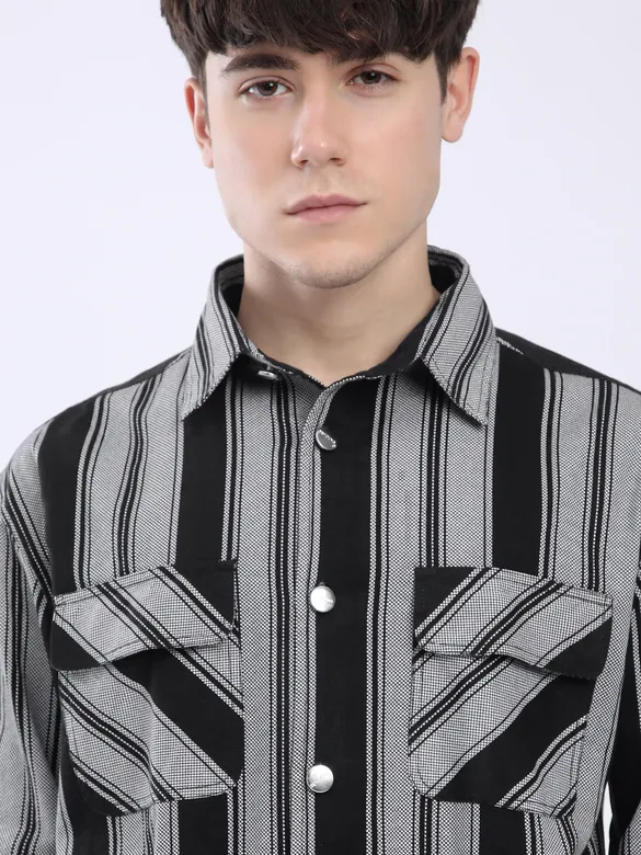 Black Striped Shacket