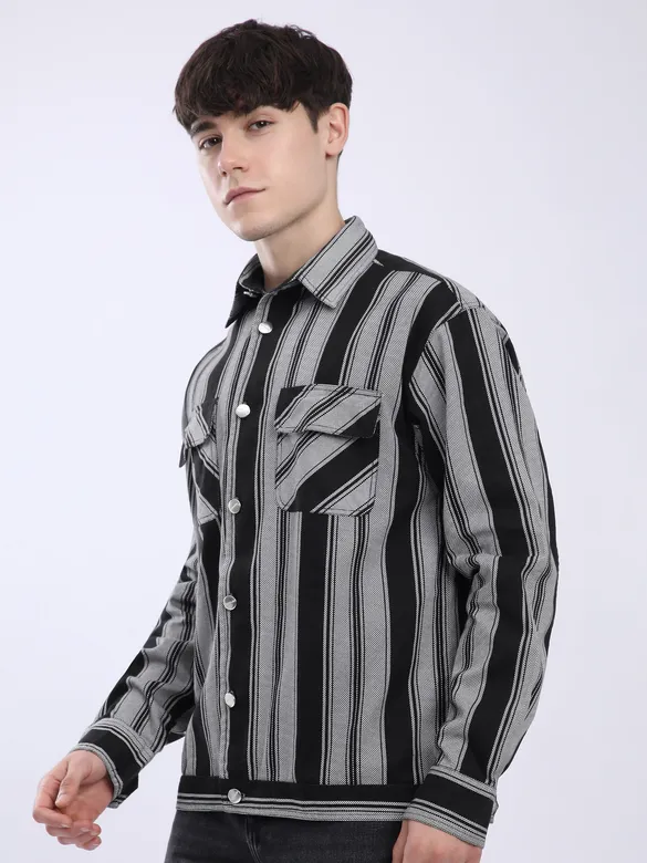 Black Striped Shacket