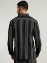 Black Striped Waffle Texture Shirt