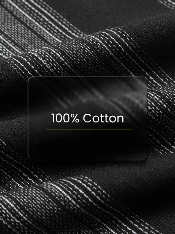 Black Striped Waffle Texture Shirt