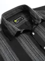 Black Striped Waffle Texture Shirt