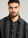 Black Striped Waffle Texture Shirt