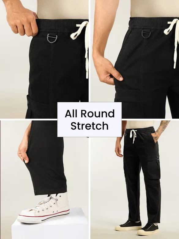 Black Tapered Baggy Cargo Pants