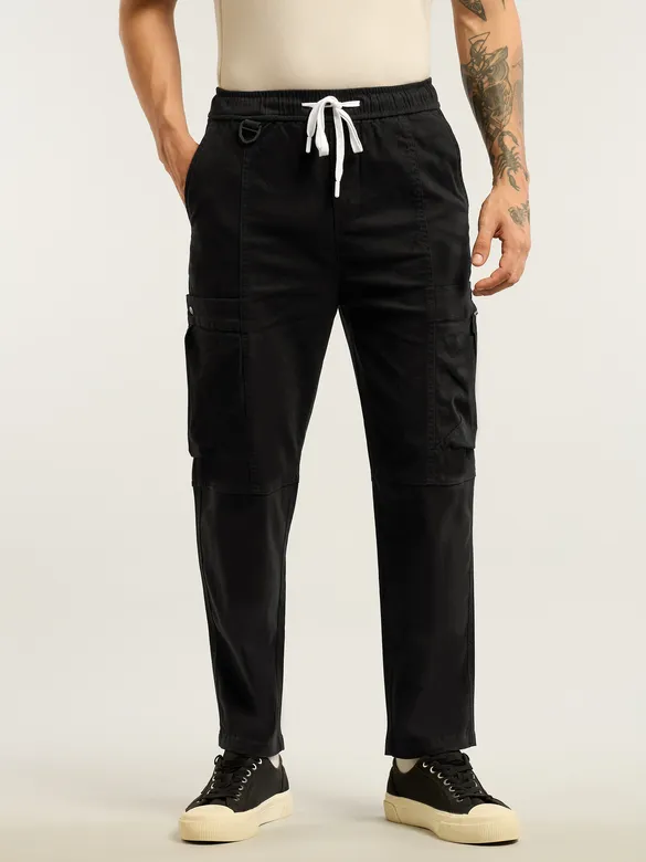 Black Tapered Baggy Cargo Pants