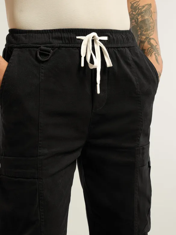 Black Tapered Baggy Cargo Pants