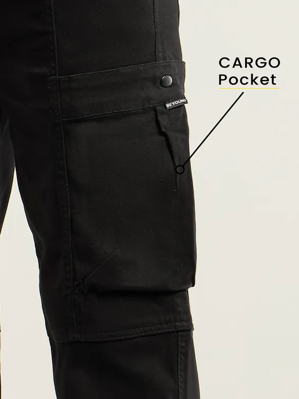 Black Tapered Baggy Cargo Pants
