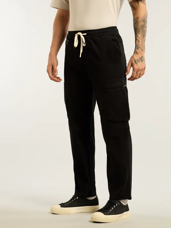 Black Tapered Baggy Cargo Pants
