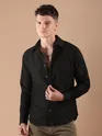 Black Textured Check Shirt