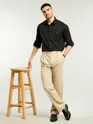 Black Textured Waffle Shirt
