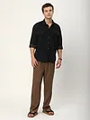 Black Tribal Textured Corduroy Shirt