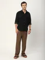 Black Tribal Textured Corduroy Shirt