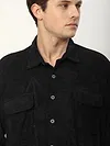 Black Tribal Textured Corduroy Shirt