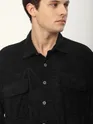 Black Tribal Textured Corduroy Shirt