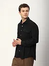 Black Tribal Textured Corduroy Shirt
