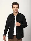 Black Tribal Textured Corduroy Shirt