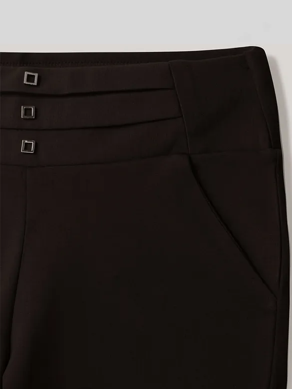 Black Triple Buttoned Skin Fit Flexible Women Jeggings