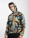 Black Tropical Print Hoodie Shacket
