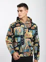 Black Tropical Print Hoodie Shacket