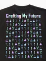 Black Typography Printed Oversized T-Shirt