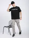 Black Typography Printed Oversized T-Shirt