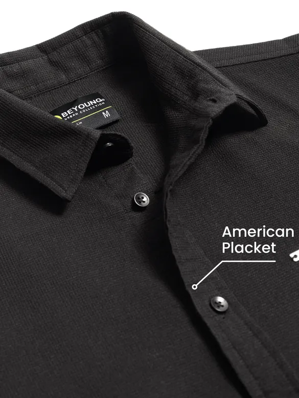 Black Waffle Texture Shirt