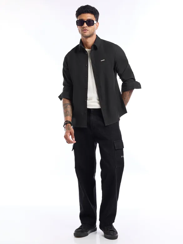 Black Waffle Texture Shirt