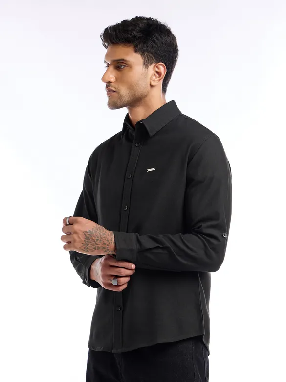 Black Waffle Texture Shirt