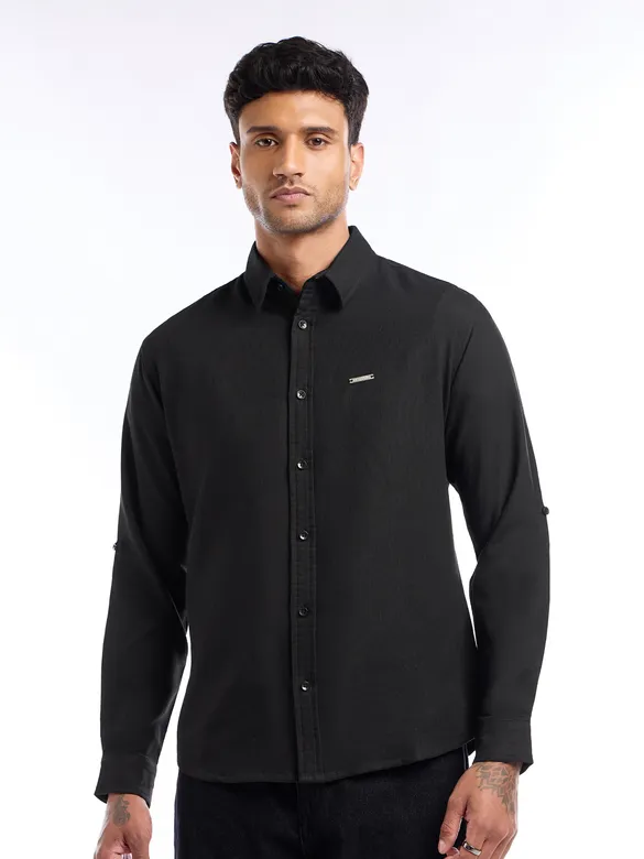 Black Waffle Texture Shirt