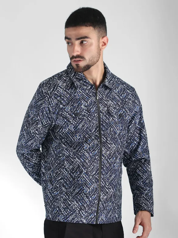 Blue Abstract Print Jacket