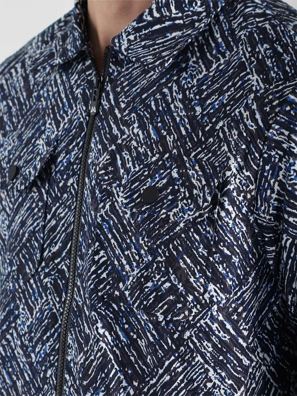 Blue Abstract Print Jacket