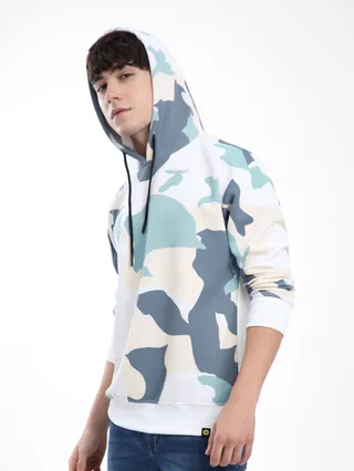 Blue Camo Printed Hoodie
