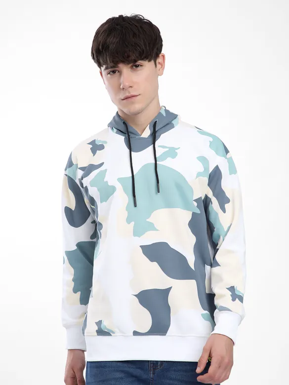 Blue Camo Printed Hoodie