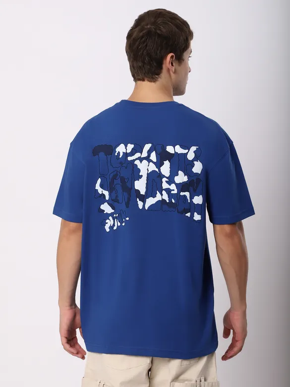Blue Good Day Printed Oversized T-Shirt