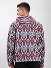 Blue Ikat Print Hoodie Shacket