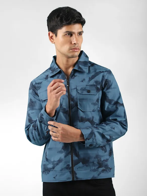 Blue Marble Print Jacket