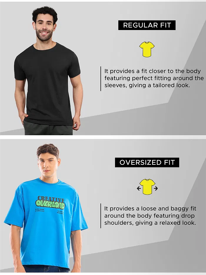 Blue Puff Printed Oversized T-shirt For Men