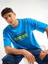 Blue Puff Printed Oversized T-shirt For Men