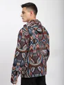 Blue Tribal Print Hoodie Shacket