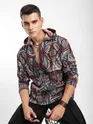 Blue Tribal Print Hoodie Shacket