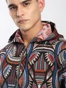 Blue Tribal Print Hoodie Shacket