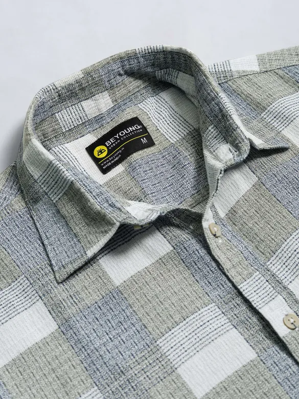 Blue Waffle Checked Shirt