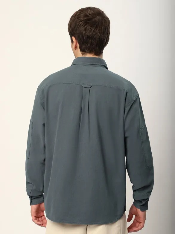 Bluish Grey Double Yoke Overshirt